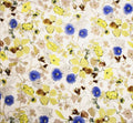 Yellow and Blue Floral Crinkle Chiffon Scrunchy