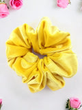 Radiant Yellow Velvet Hair Scrunchy - Luxurious Elegance in Six Sizes - Regular