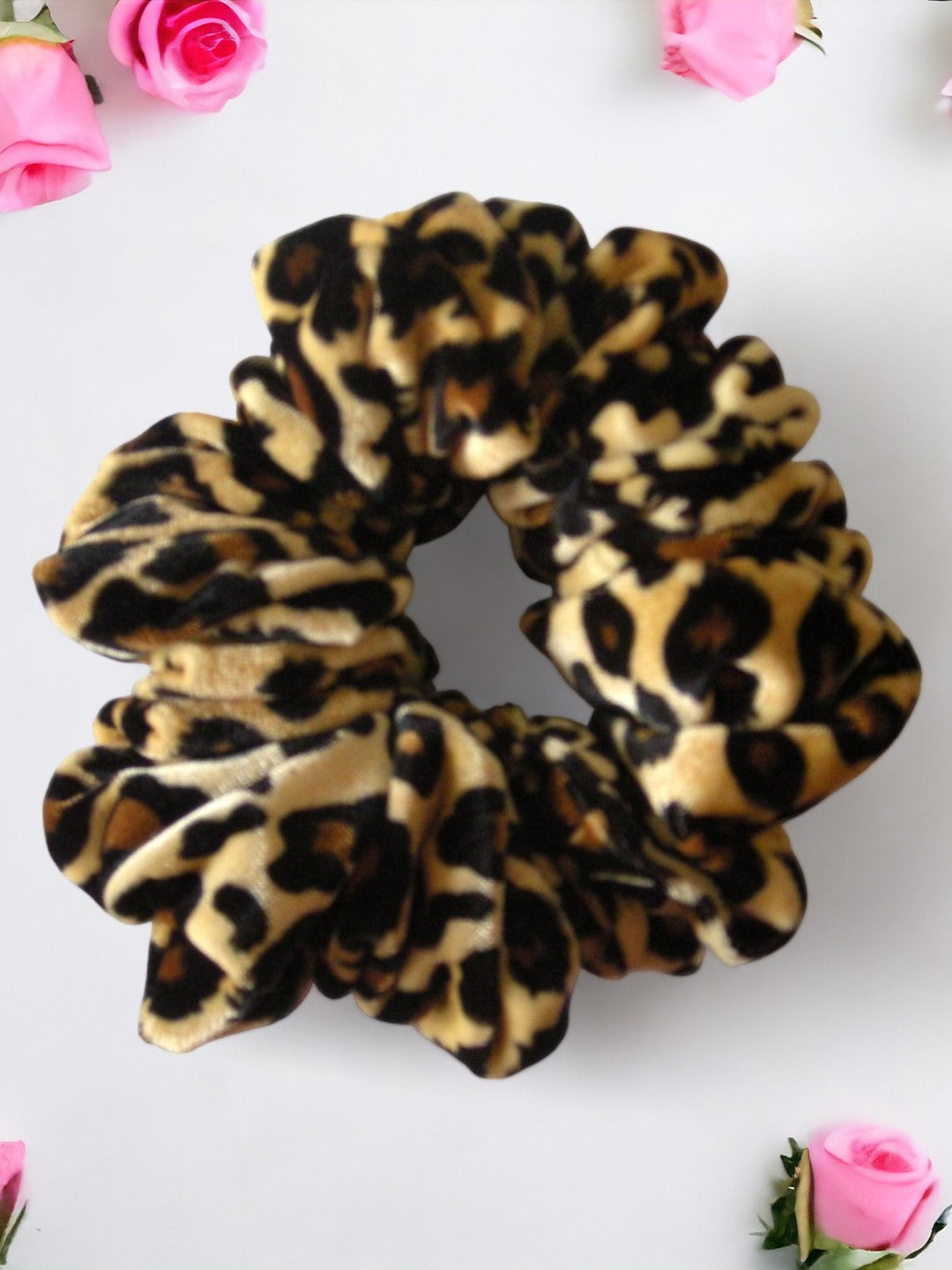 Leopard Velvet Hair Scrunchies - Full