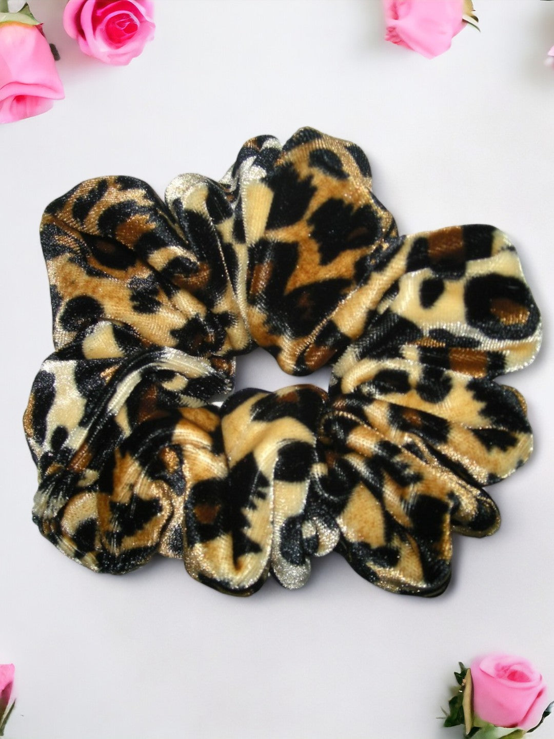 Leopard Velvet Scrunchy with Classic Elastic - Regular