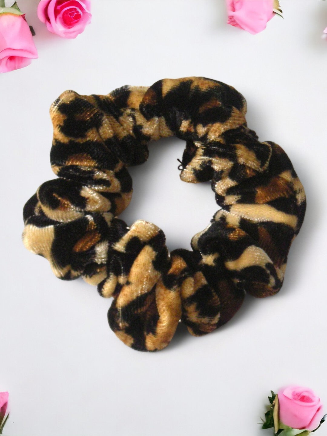 Leopard Velvet Hair Scrunchies - Twiggy Scrunchies