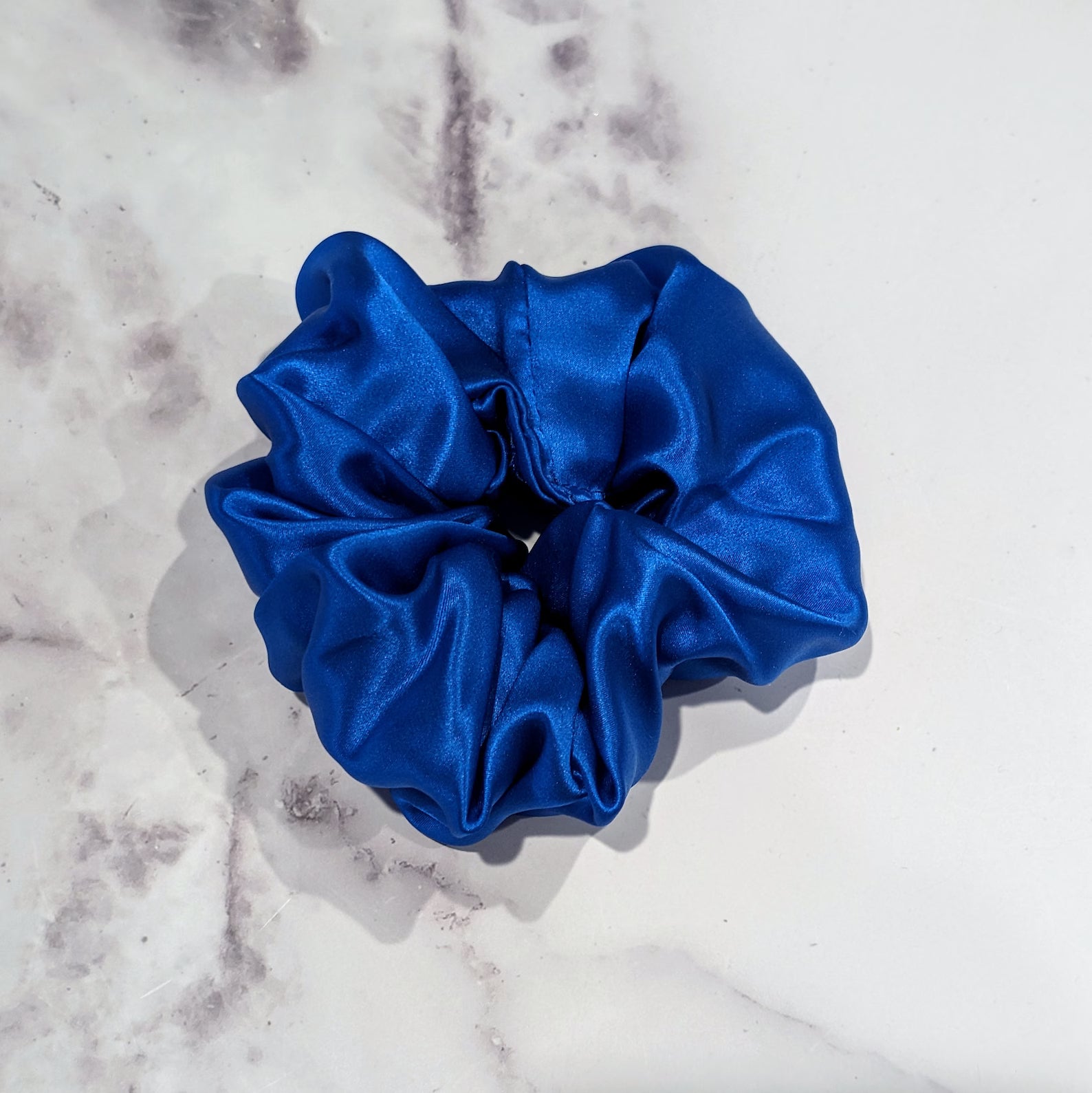 Bright Blue Silk Charmeuse Scrunchy - Regular