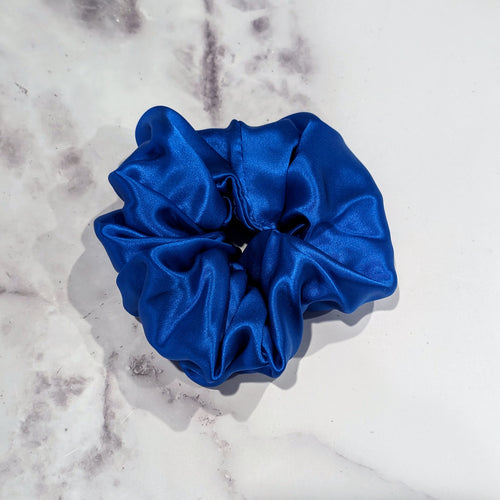 Bright Blue Silk Charmeuse Scrunchy - Regular