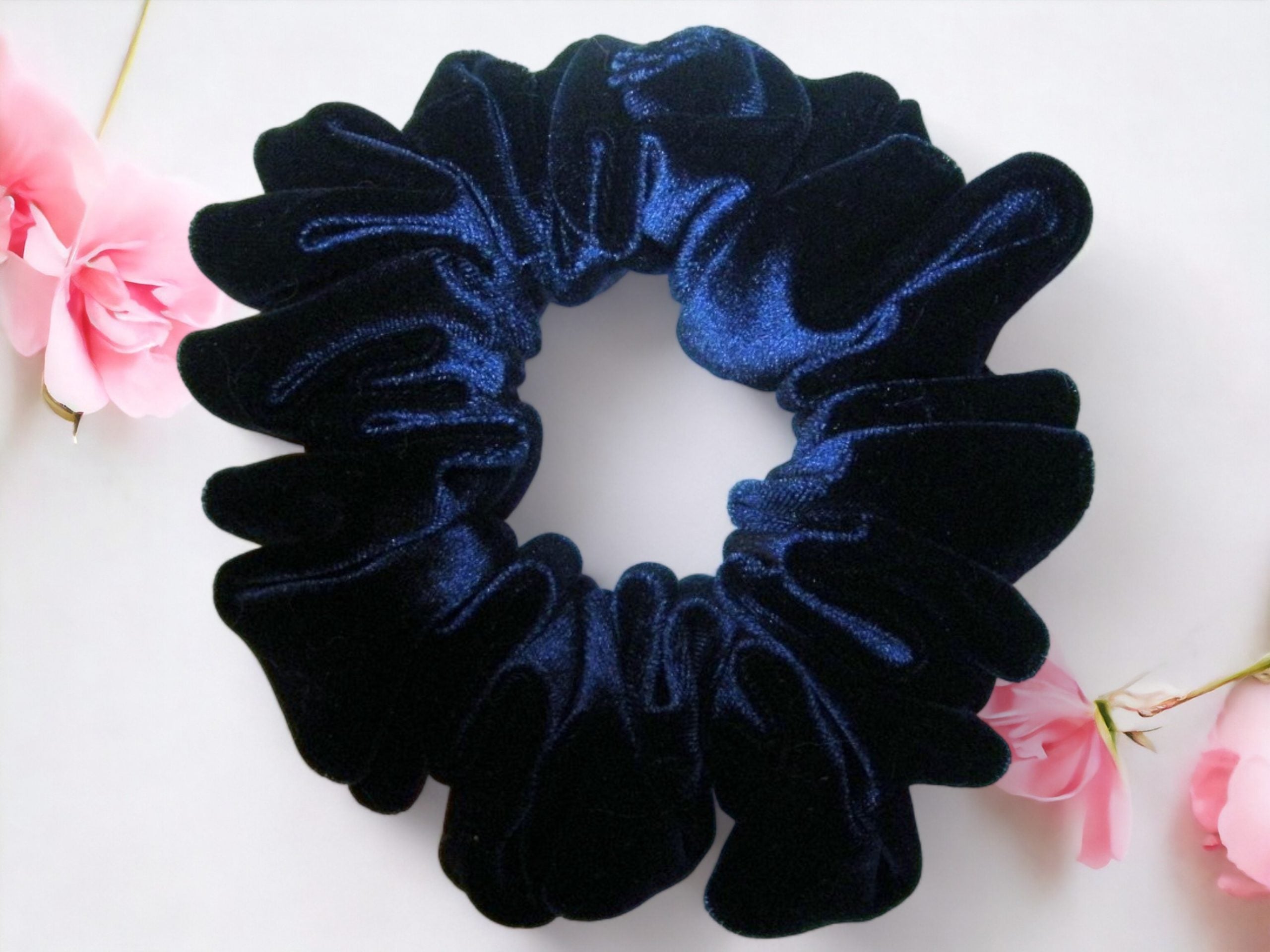 Navy Blue Velvet Scrunchies - Full