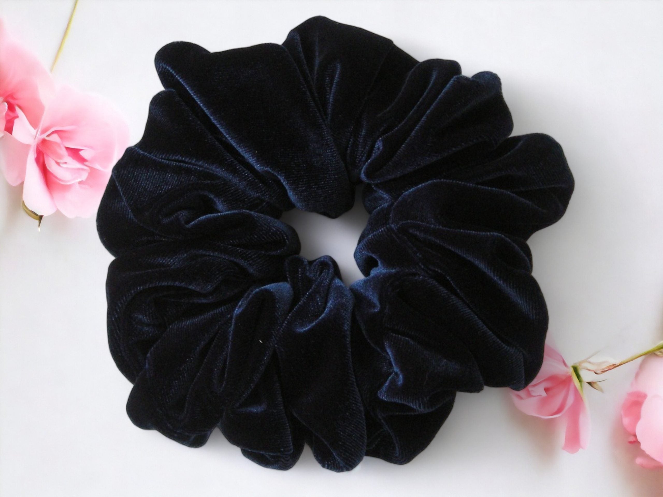 Navy Blue Velvet Scrunchies - Jumbo