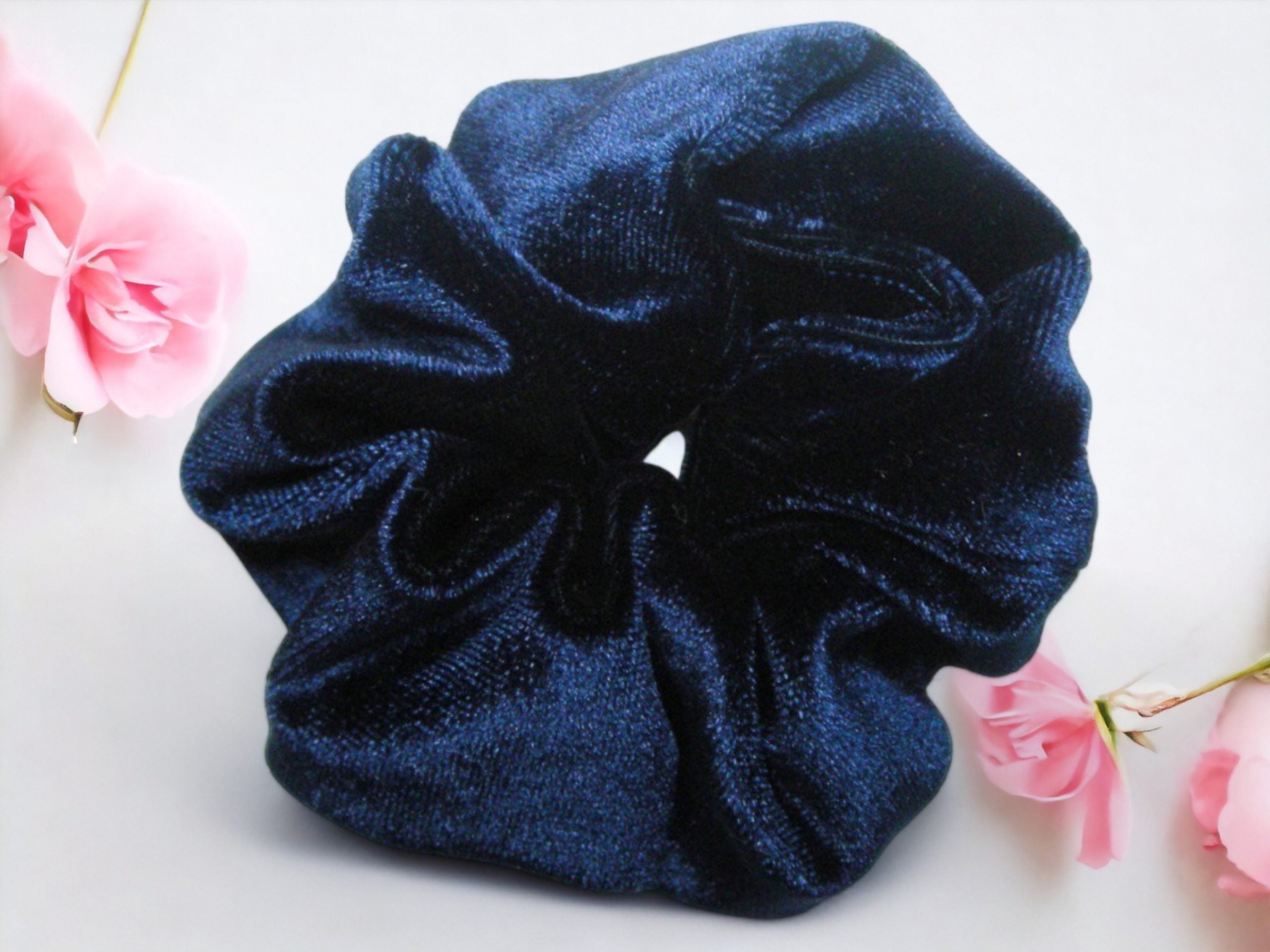 Navy Blue Velvet Scrunchies - Small