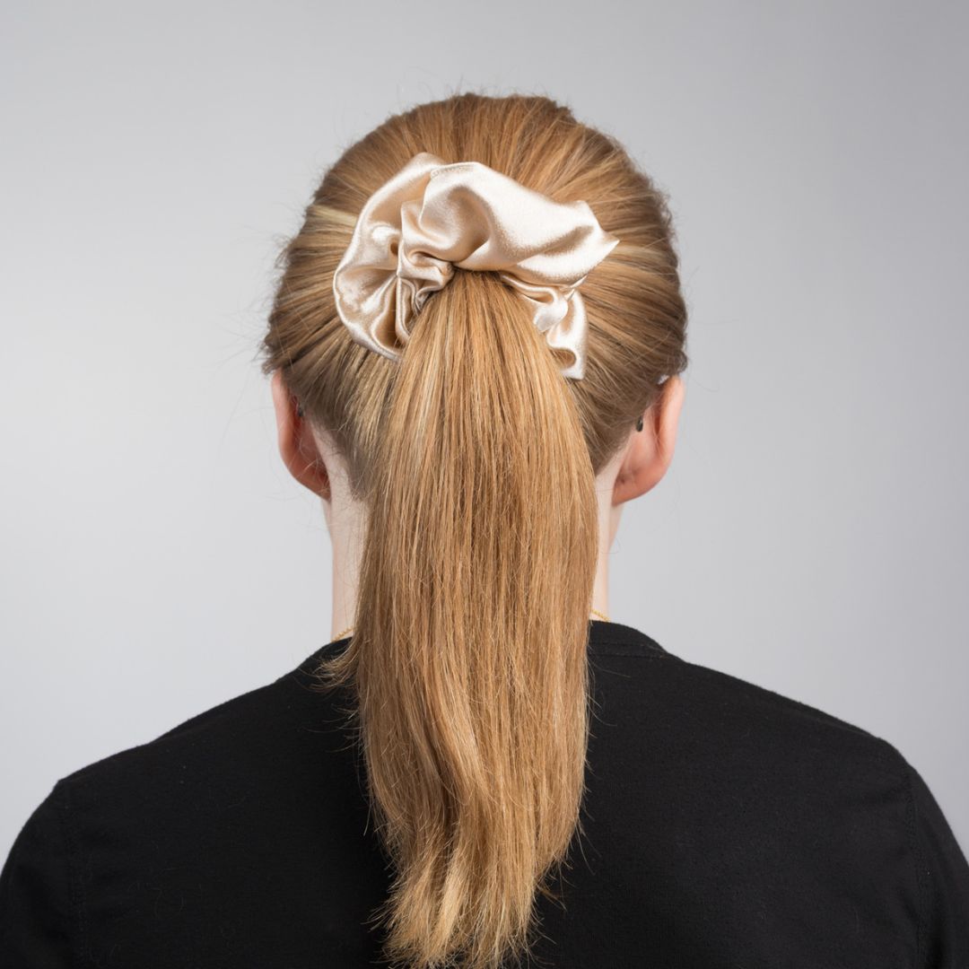Champagne Satin Hair Scrunchy