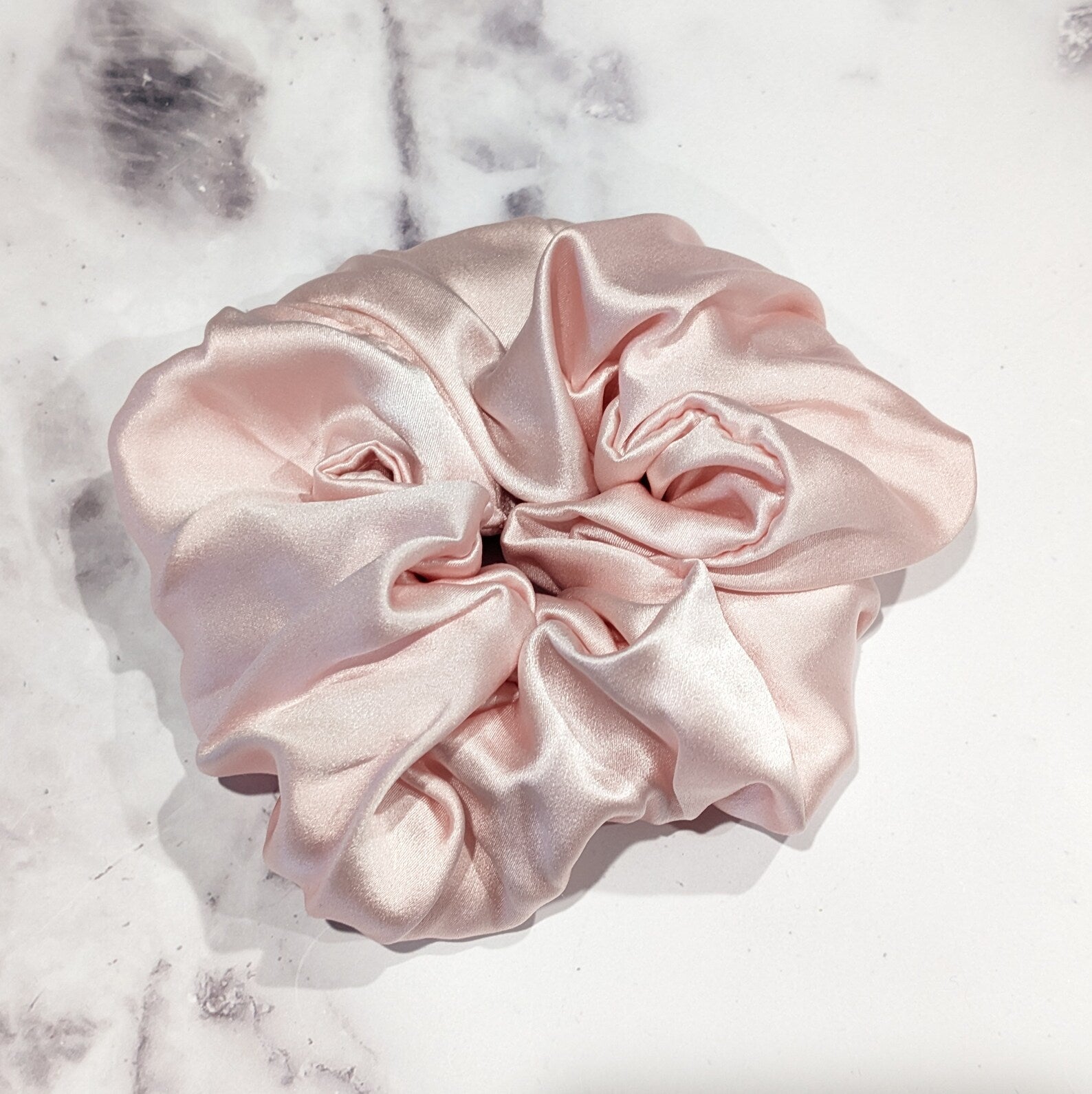 Pale Pink Silk Charmeuse Scrunchy - Large