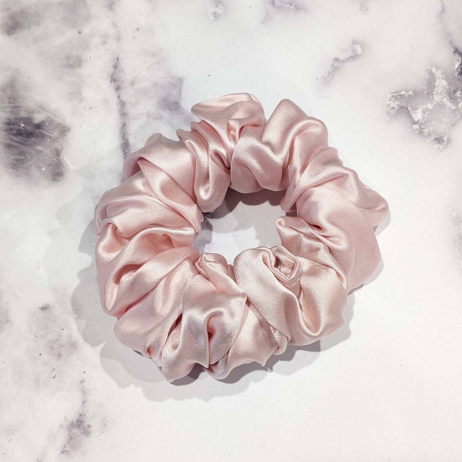 Pale Pink Silk Charmeuse Scrunchy - Full