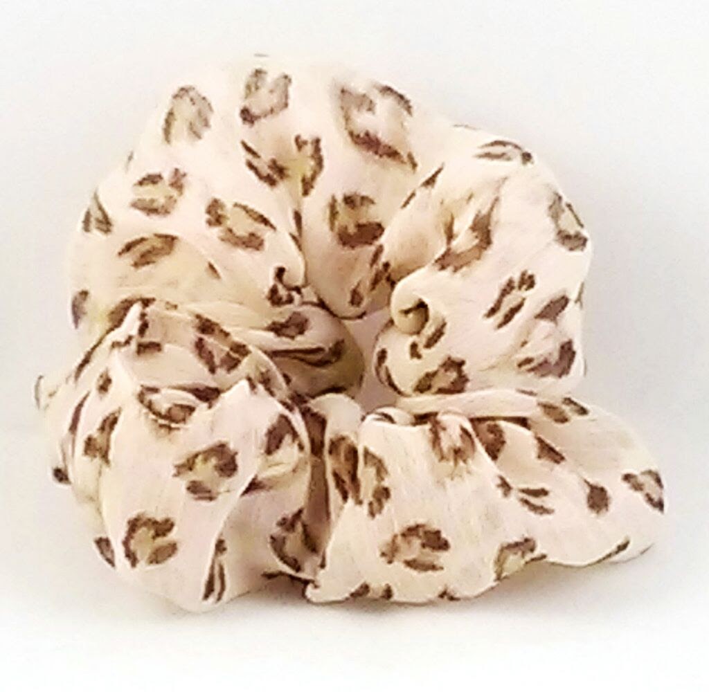 Brown and Light Tan Cheetah Chiffon Hair Scrunchy - Small