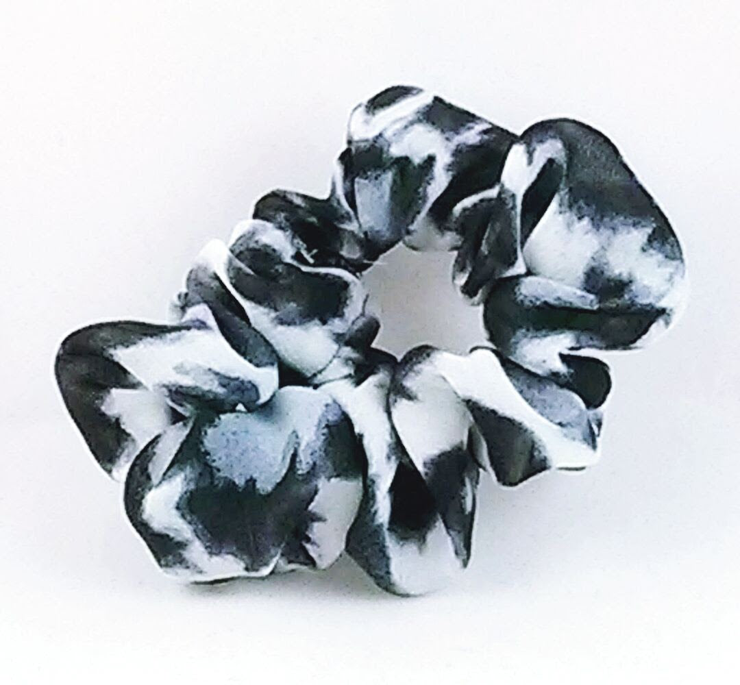 Black and Gray Cheetah Chiffon Hair Scrunchy - Twiggy Scrunchies