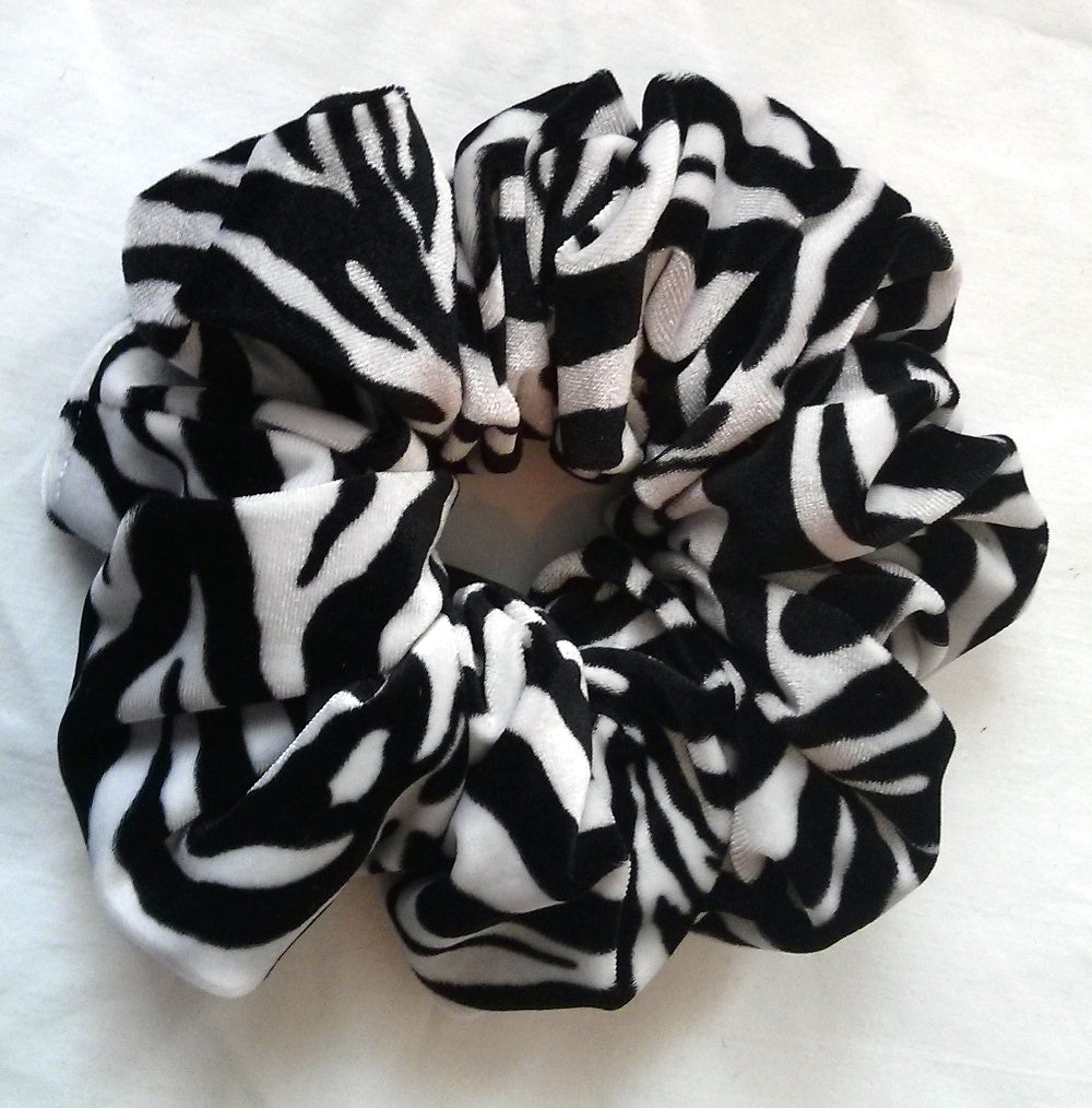 Zebra Velvet Hair Scrunchies - Jumbo