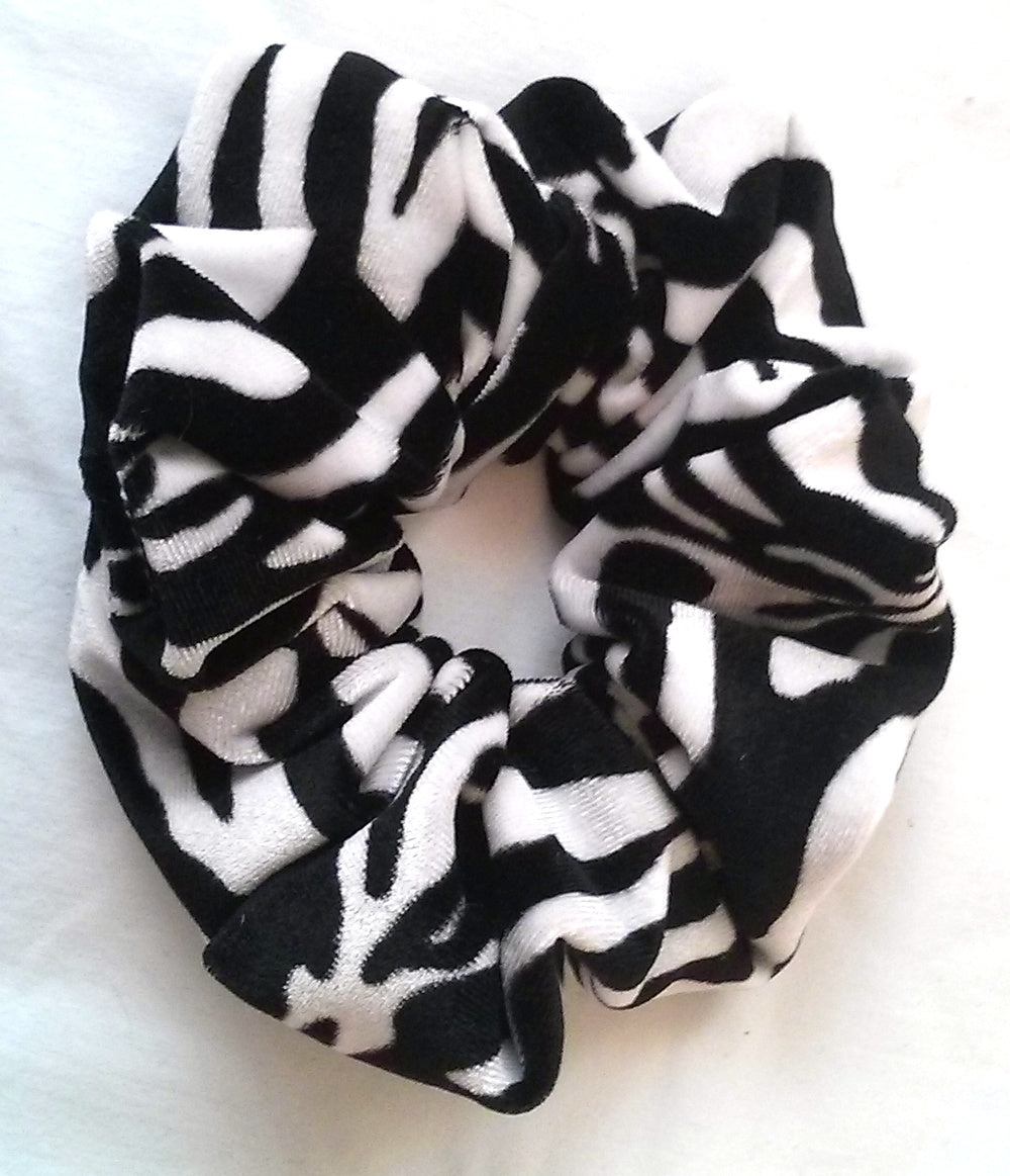 Zebra Velvet Scrunchy with Classic Elastic - Regular