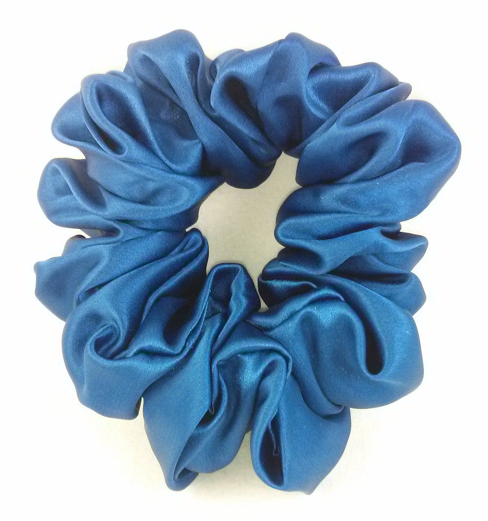 Sapphire Blue Silk Charmeuse Scrunchy - Full