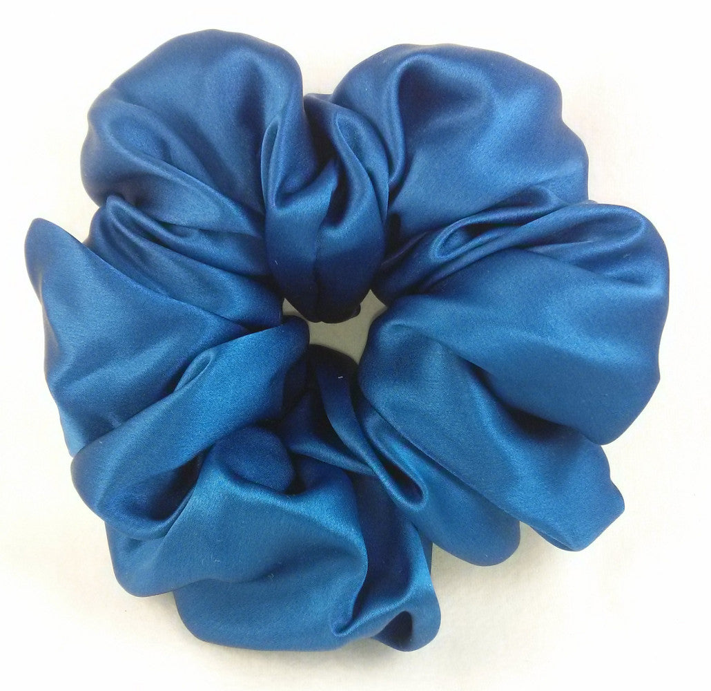 Sapphire Blue Silk Charmeuse Scrunchy - Jumbo