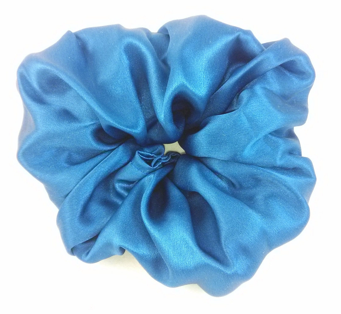 Sapphire Blue Silk Charmeuse Scrunchy - Large