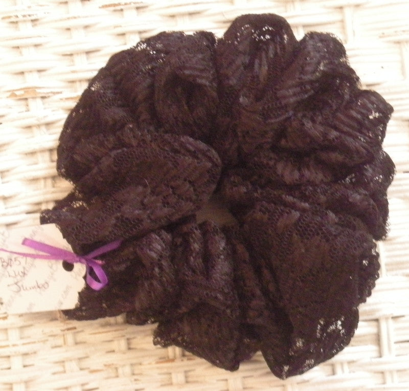 Black Floral Lace Hair Scrunchy - Jumbo
