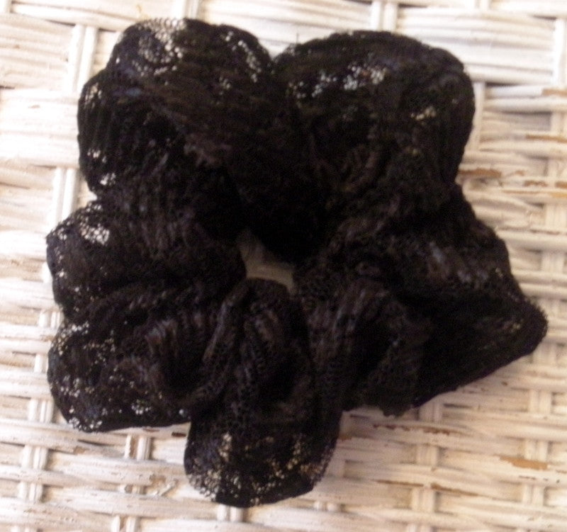 Black Floral Lace Hair Scrunchy - Regular