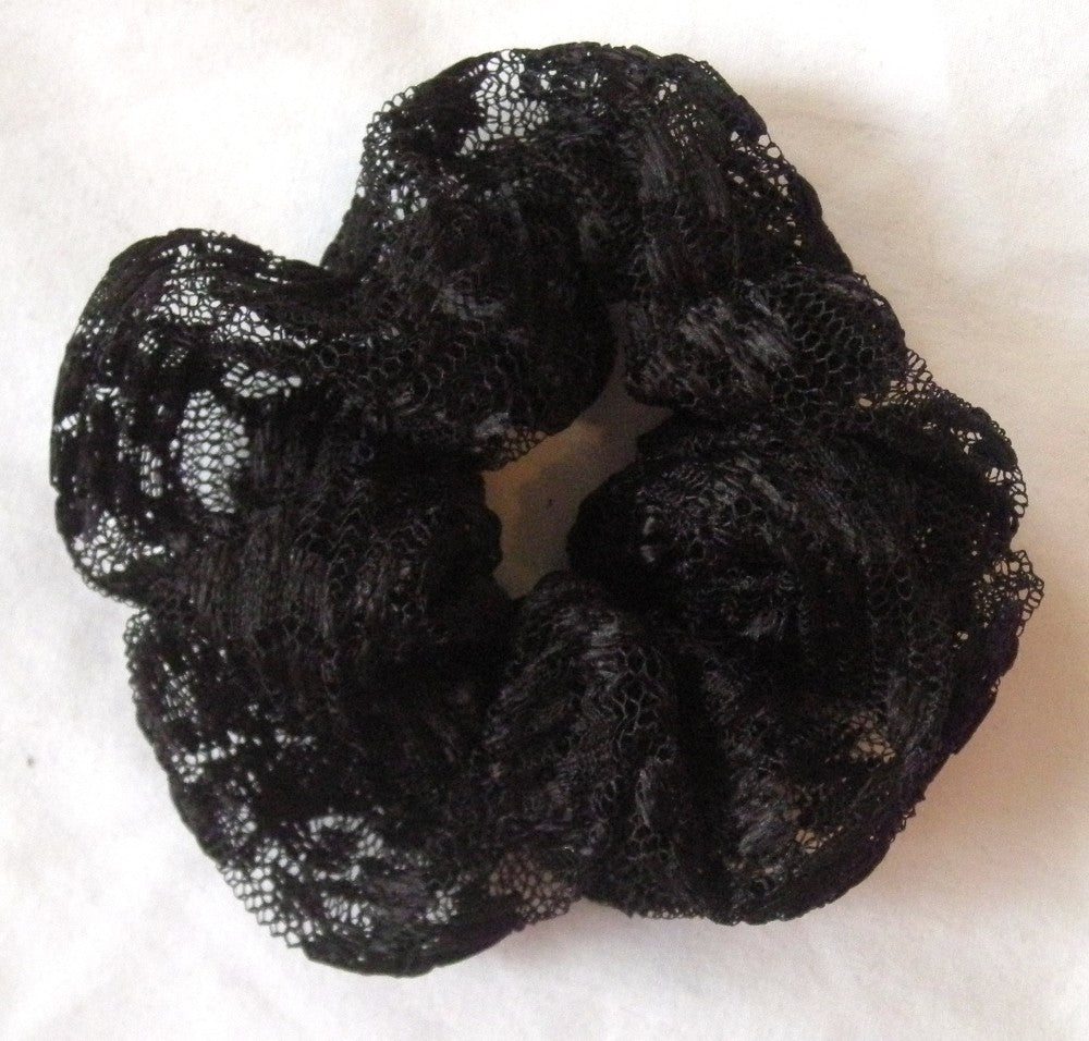 Black Floral Lace Hair Scrunchy - Small