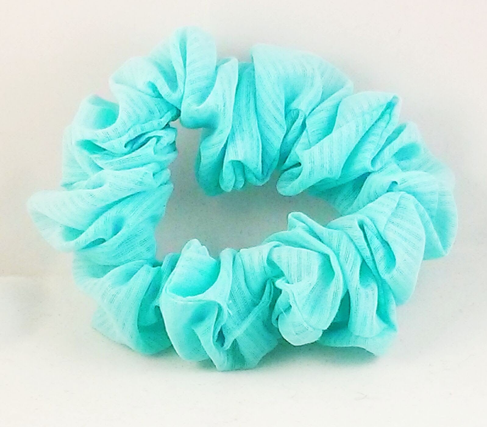Blue Striped Voile Hair Scrunchy - Full