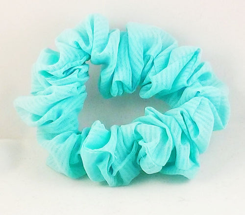 Blue Striped Voile Hair Scrunchy - Full