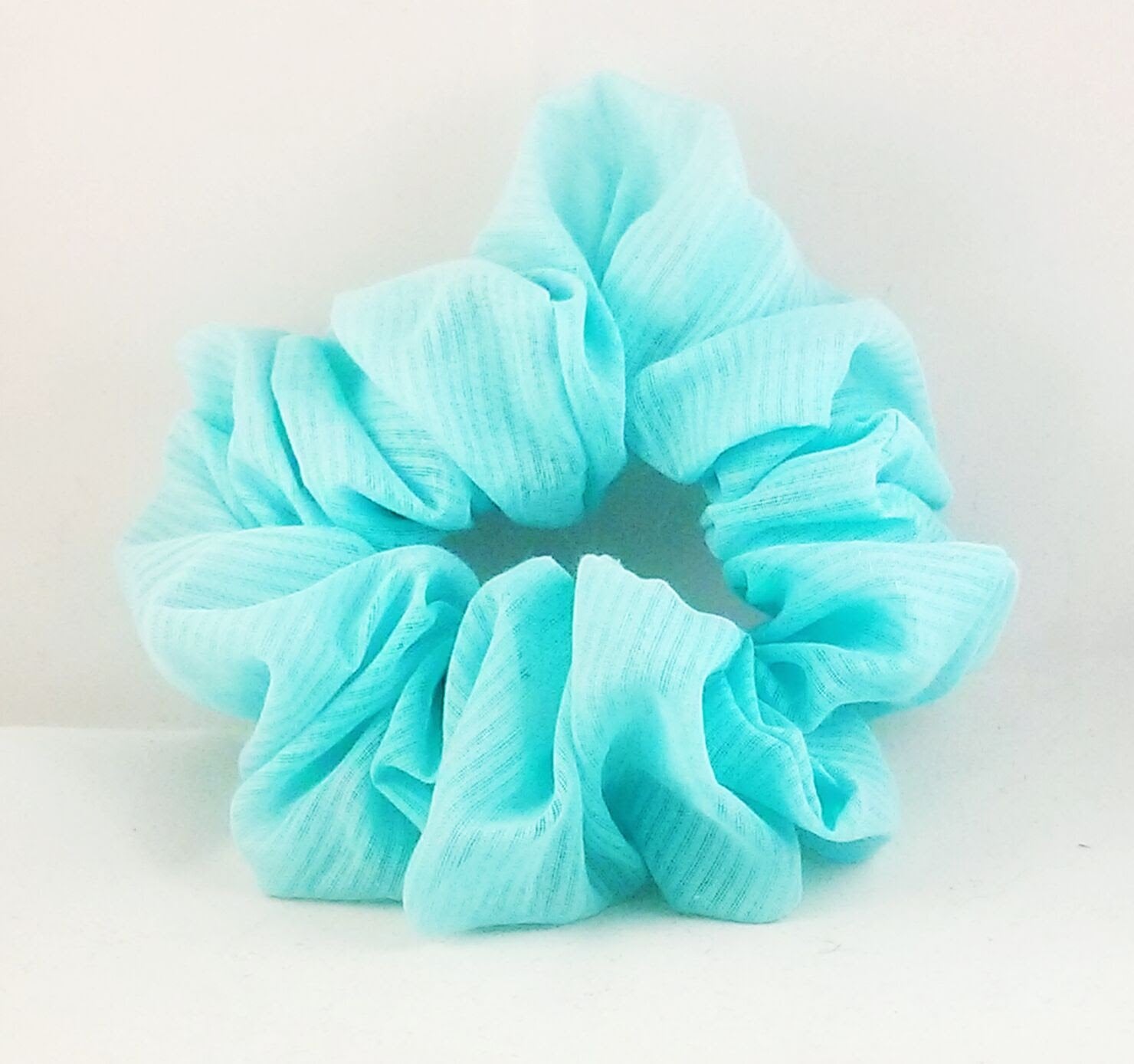 Blue Striped Voile Hair Scrunchy - Jumbo