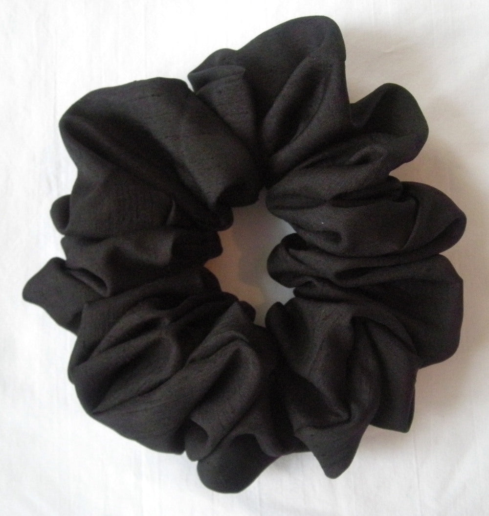 Black Shantung Hair Scrunchies - Jumbo