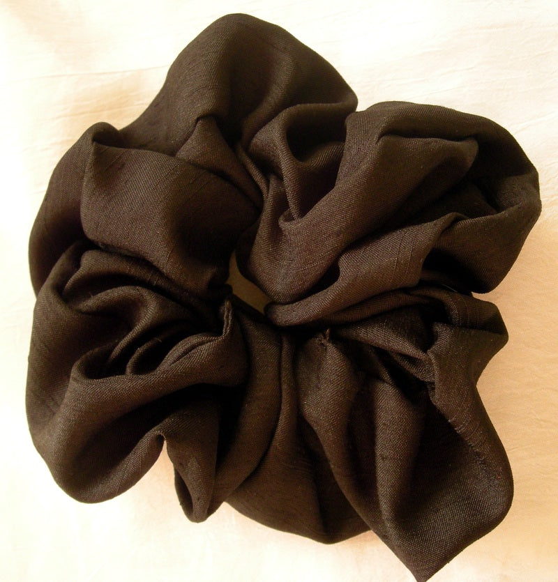 Black Shantung Hair Scrunchies - Large