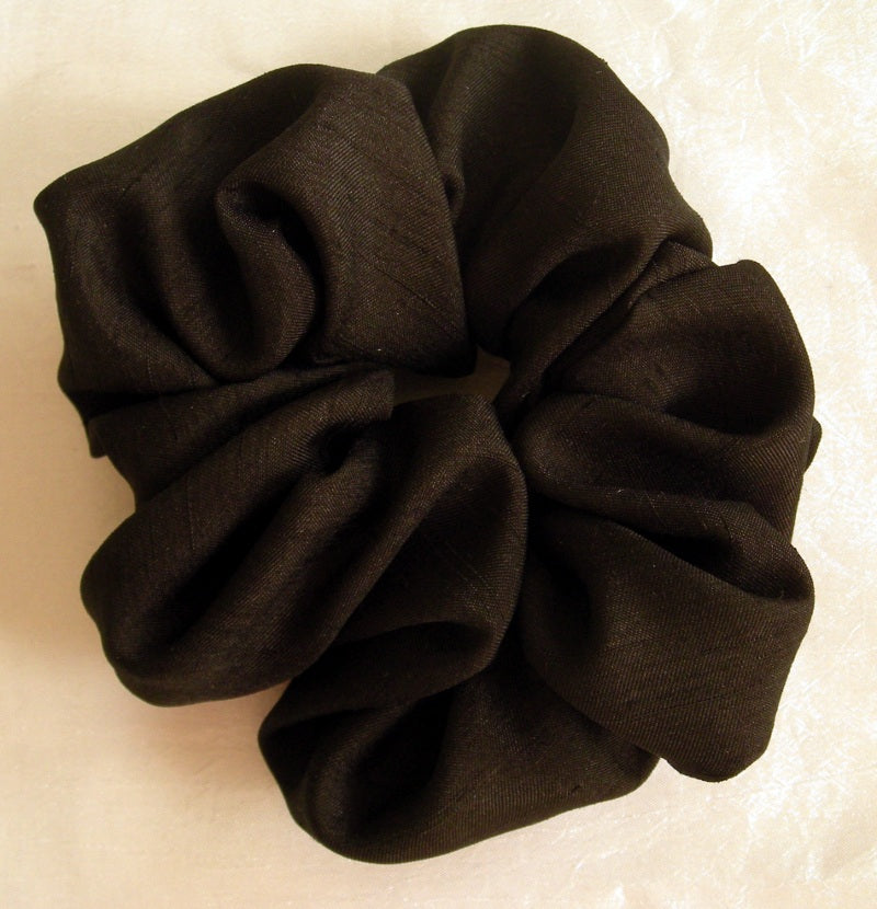 Black Shantung Hair Scrunchies - Regular
