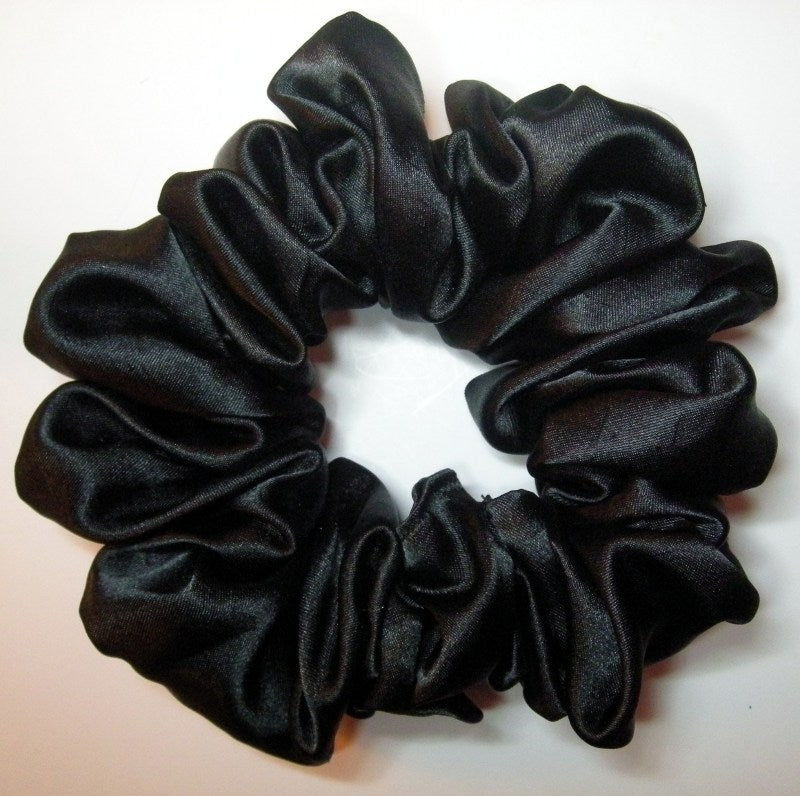 Black Shantung Hair Scrunchies - Full