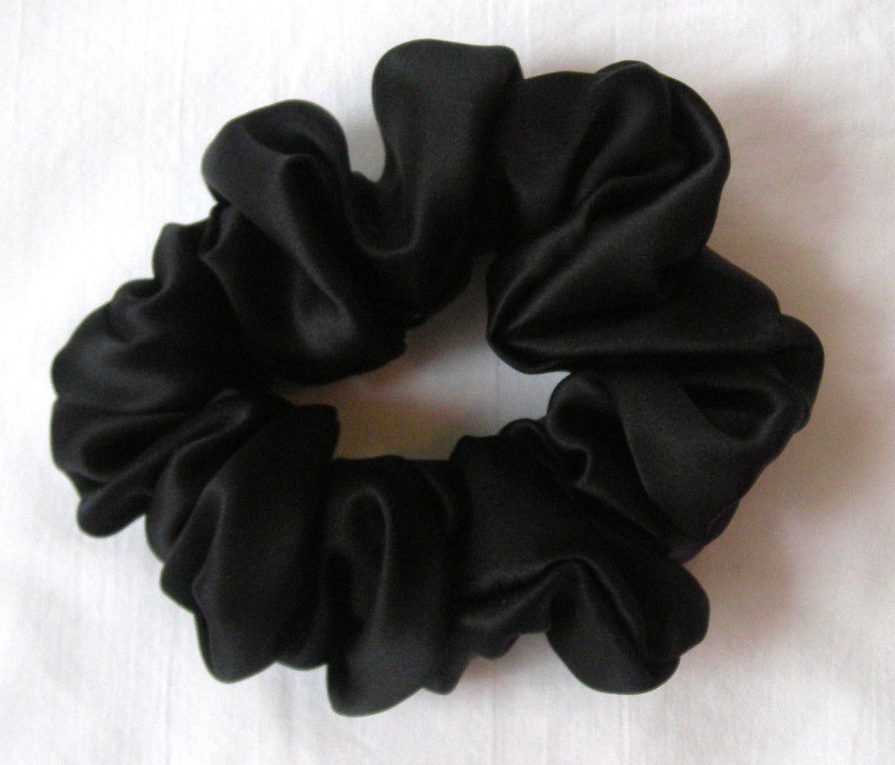 Black Silk Charmeuse Scrunchy - Full