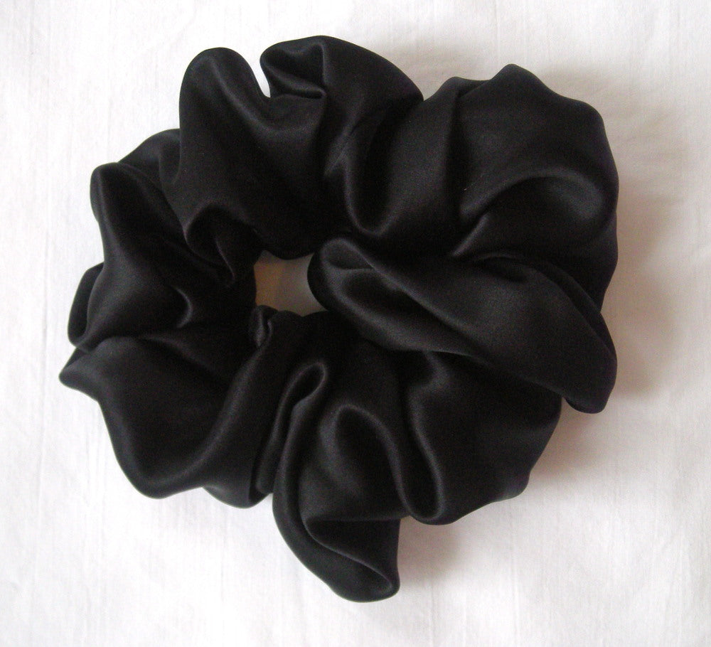 Black Silk Charmeuse Scrunchy - Jumbo