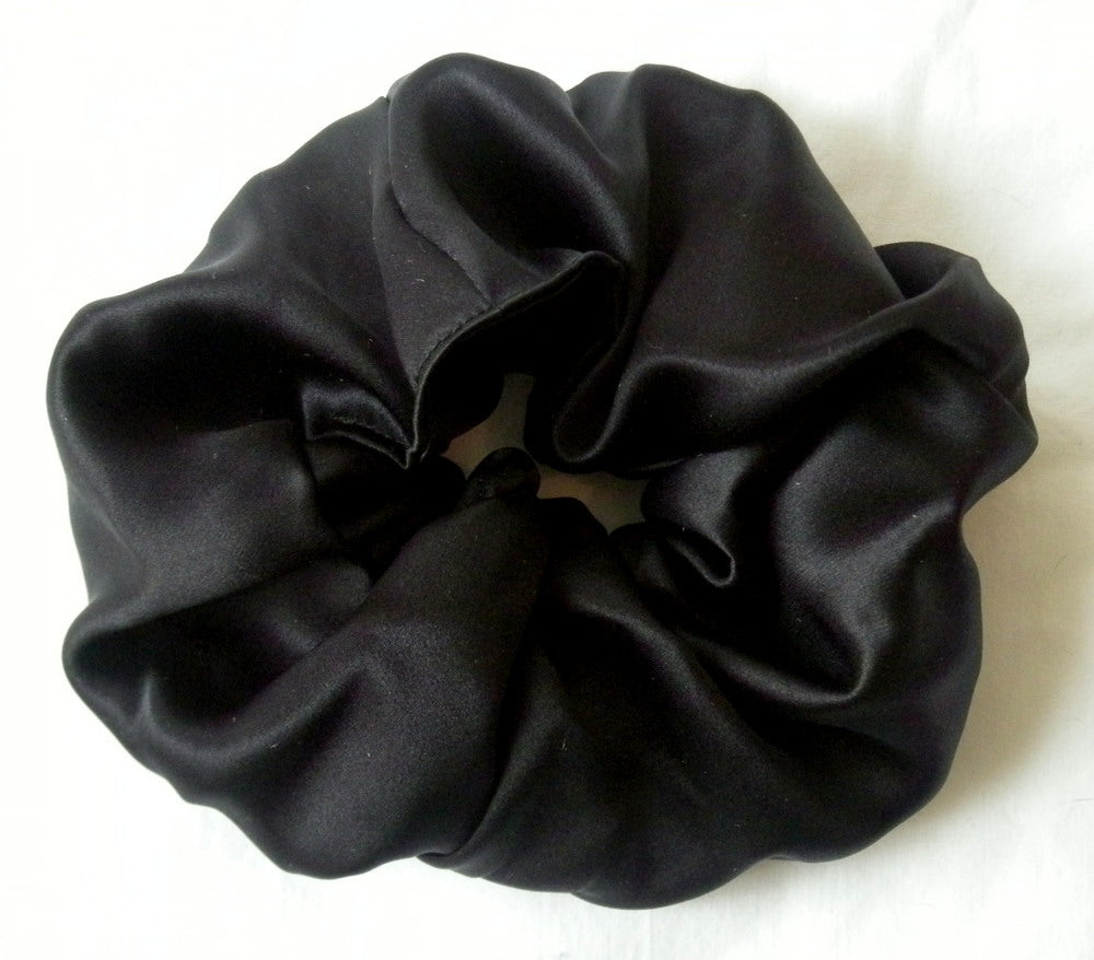 Black Silk Charmeuse Scrunchy - Large