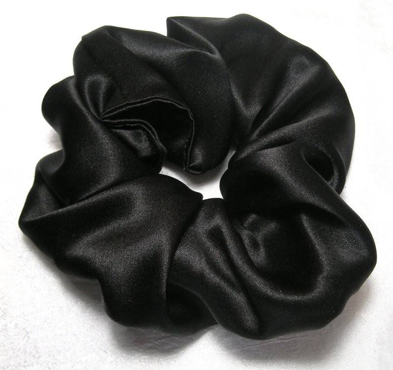 Black Silk Charmeuse Scrunchy - Regular