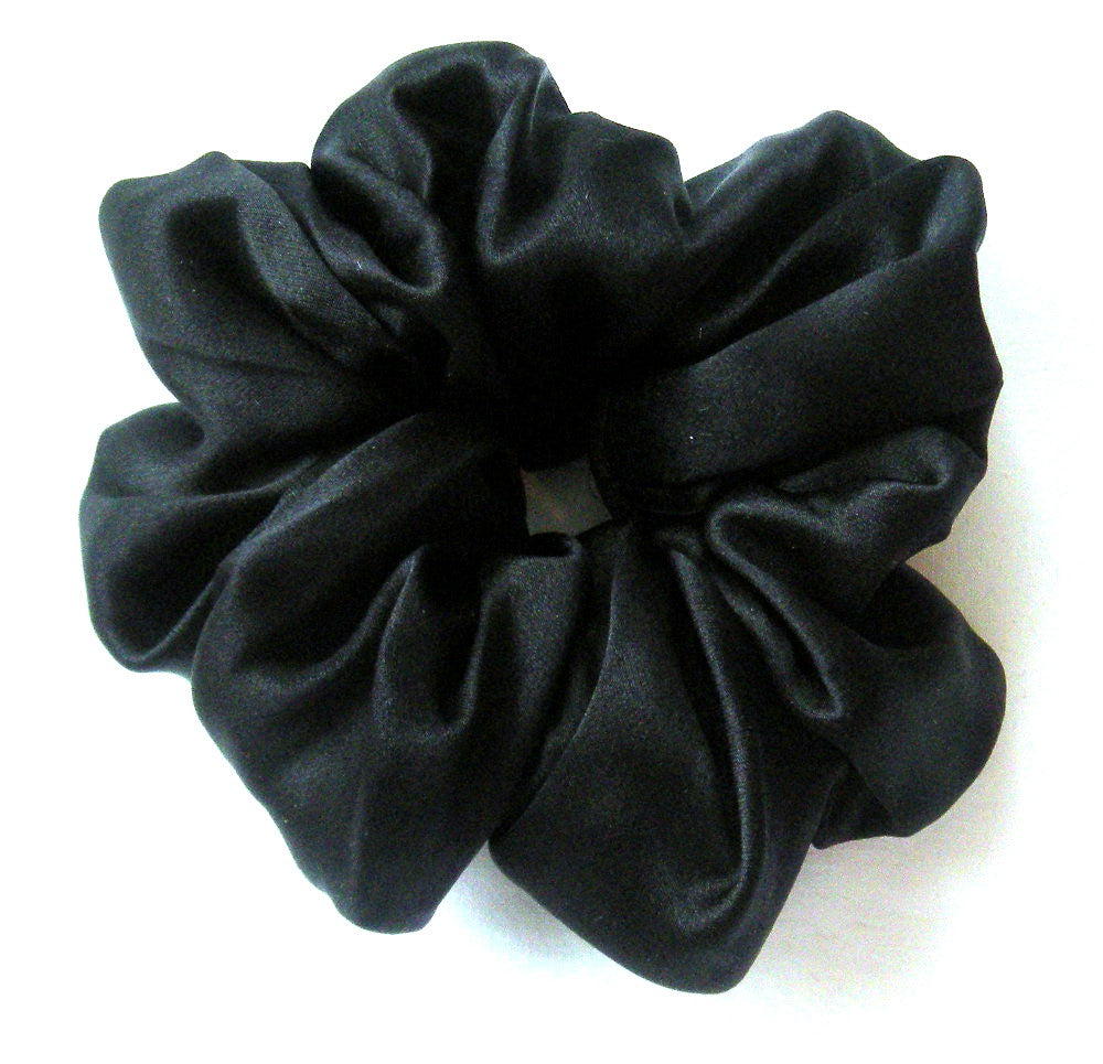 Black Silk Charmeuse Scrunchy - Small