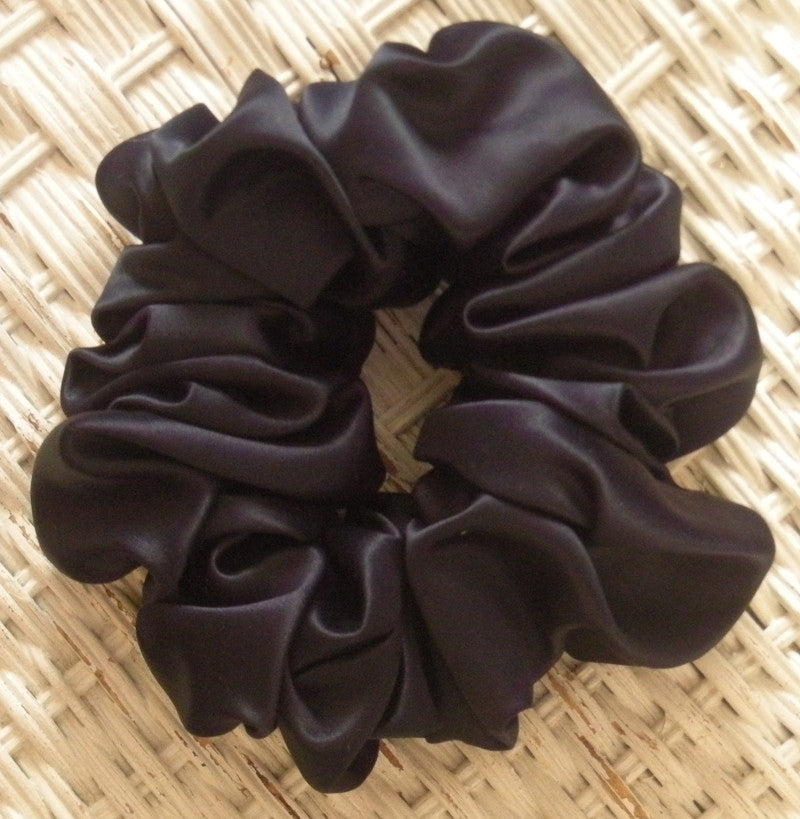 Navy Blue Satin Hair Scrunchies - Jumbo