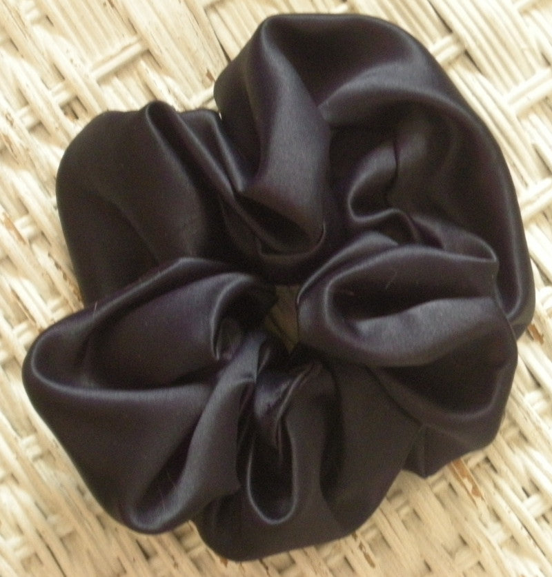 Navy Blue Satin Hair Scrunchies - Large
