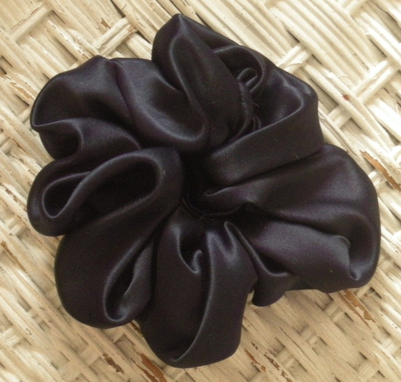 Navy Blue Satin Hair Scrunchies - Regular
