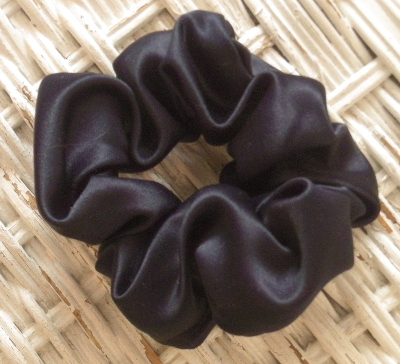 Navy Blue Satin Hair Scrunchies - Small