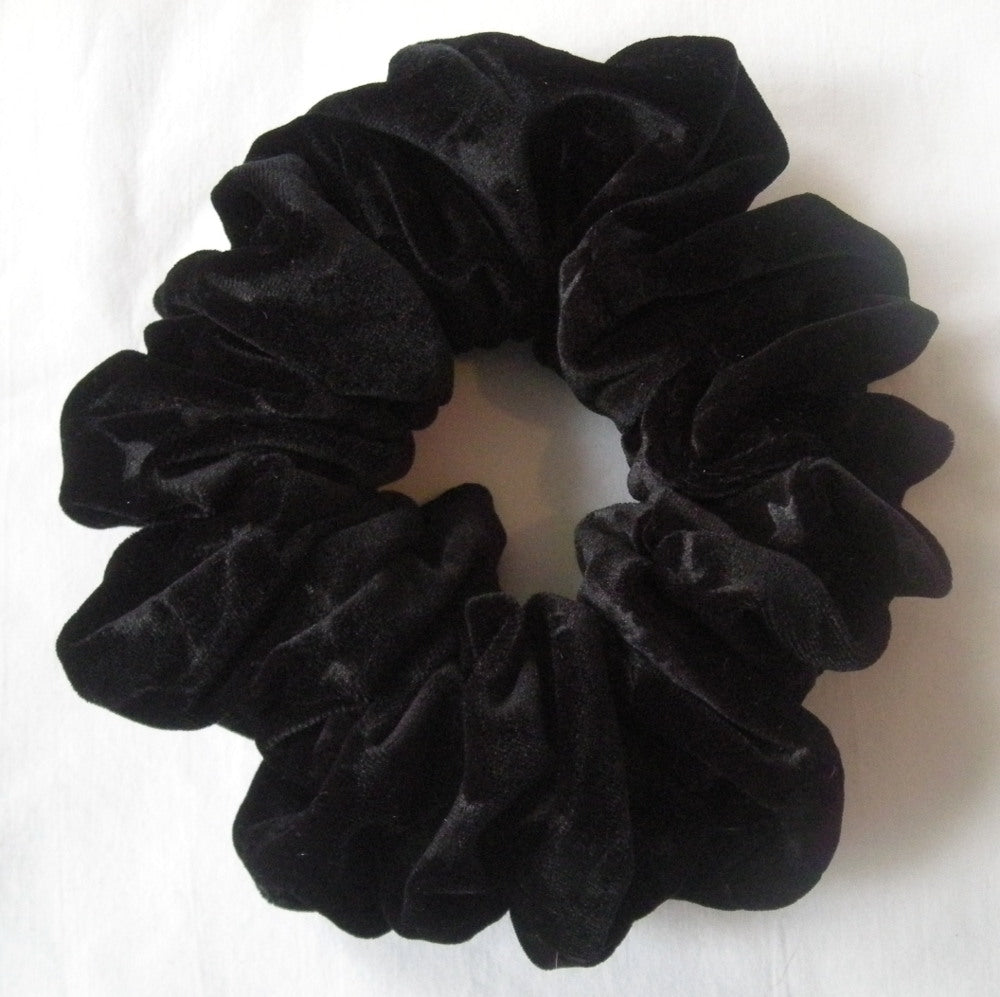 Black Velvet with embossed flowers Scrunchy - Jumbo
