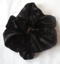 Black Velvet with embossed flowers Scrunchy - Large