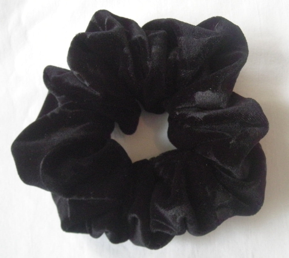 Black Velvet with embossed flowers Scrunchy - Regular