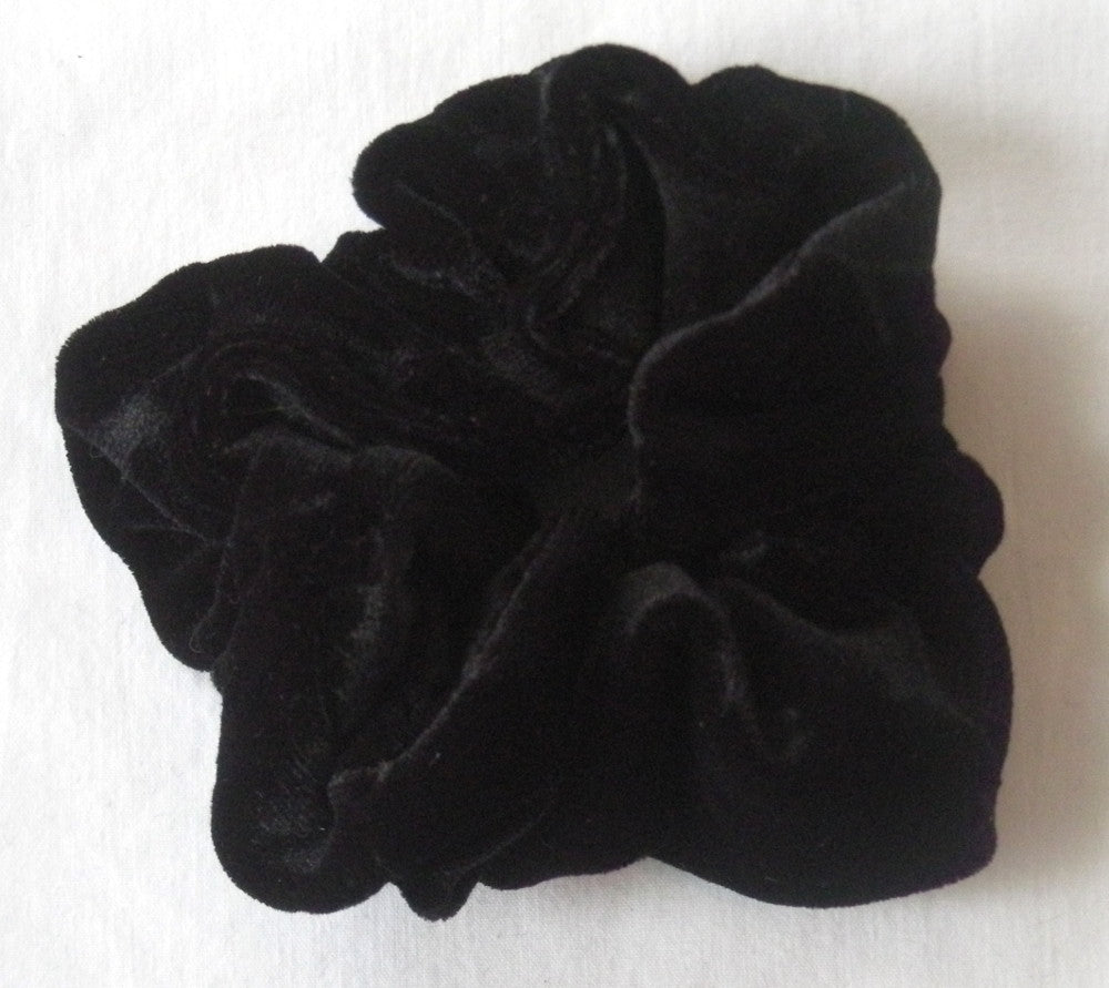 Black Velvet with embossed flowers Scrunchy - Small
