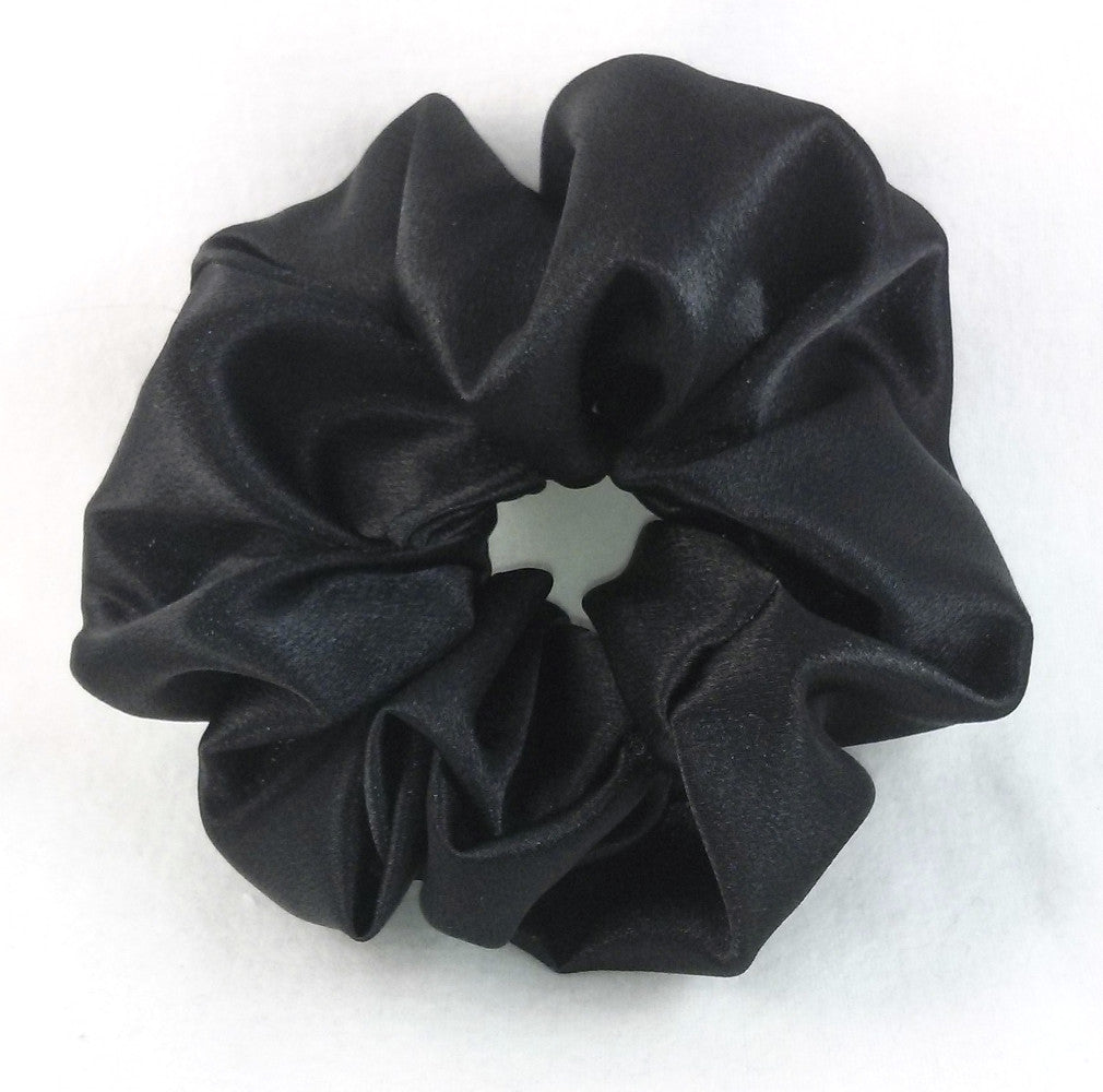 Black Satin Hair Scrunchy - Large