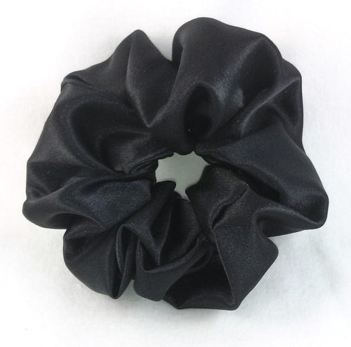 Black Satin Hair Scrunchy - Large