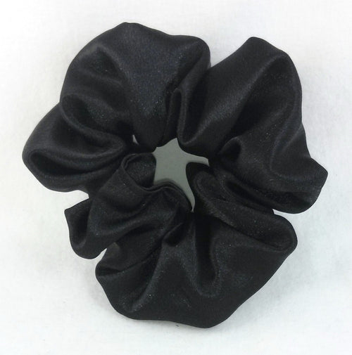 Black Satin Hair Scrunchy - Regular