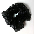 Black/Metallic Sparkly Georgette Hair Scrunchies - Regular