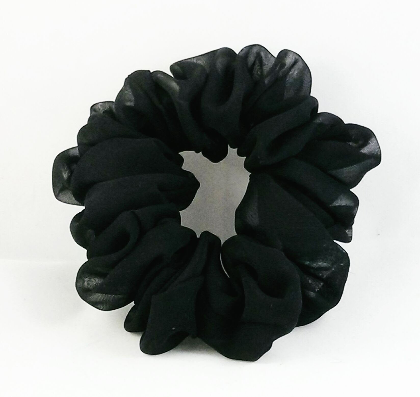 Black Chiffon Hair Scrunchy - Full