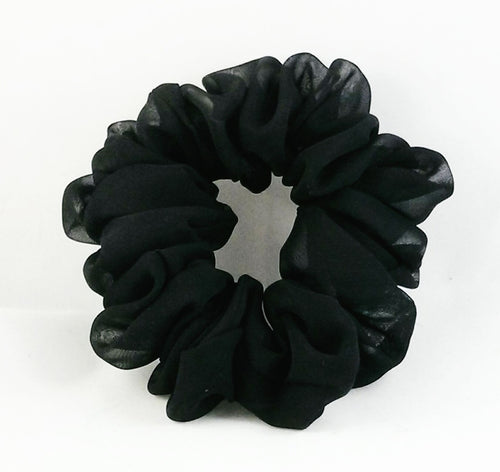 Black Chiffon Hair Scrunchy - Full