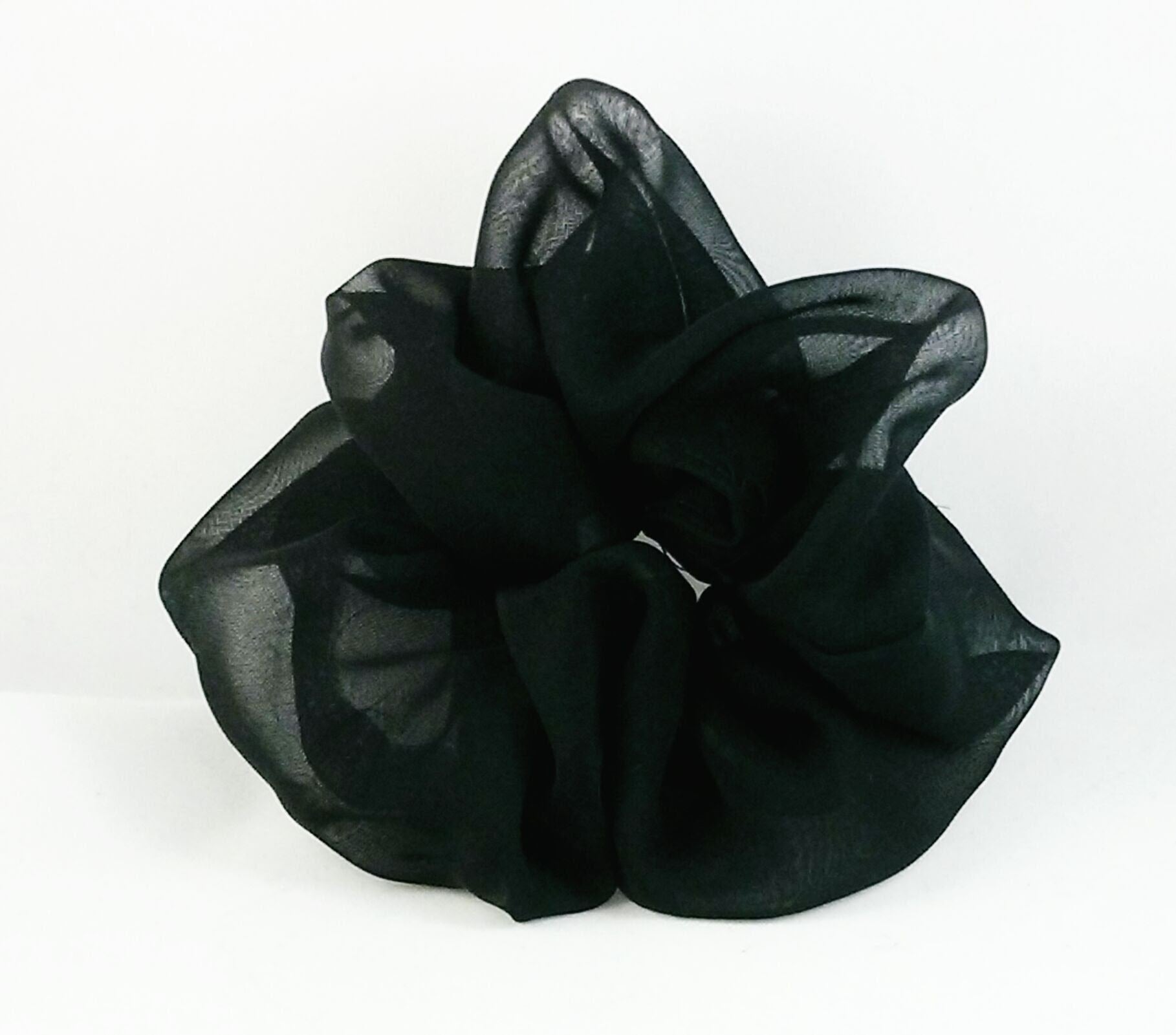 Black Chiffon Hair Scrunchy - Large